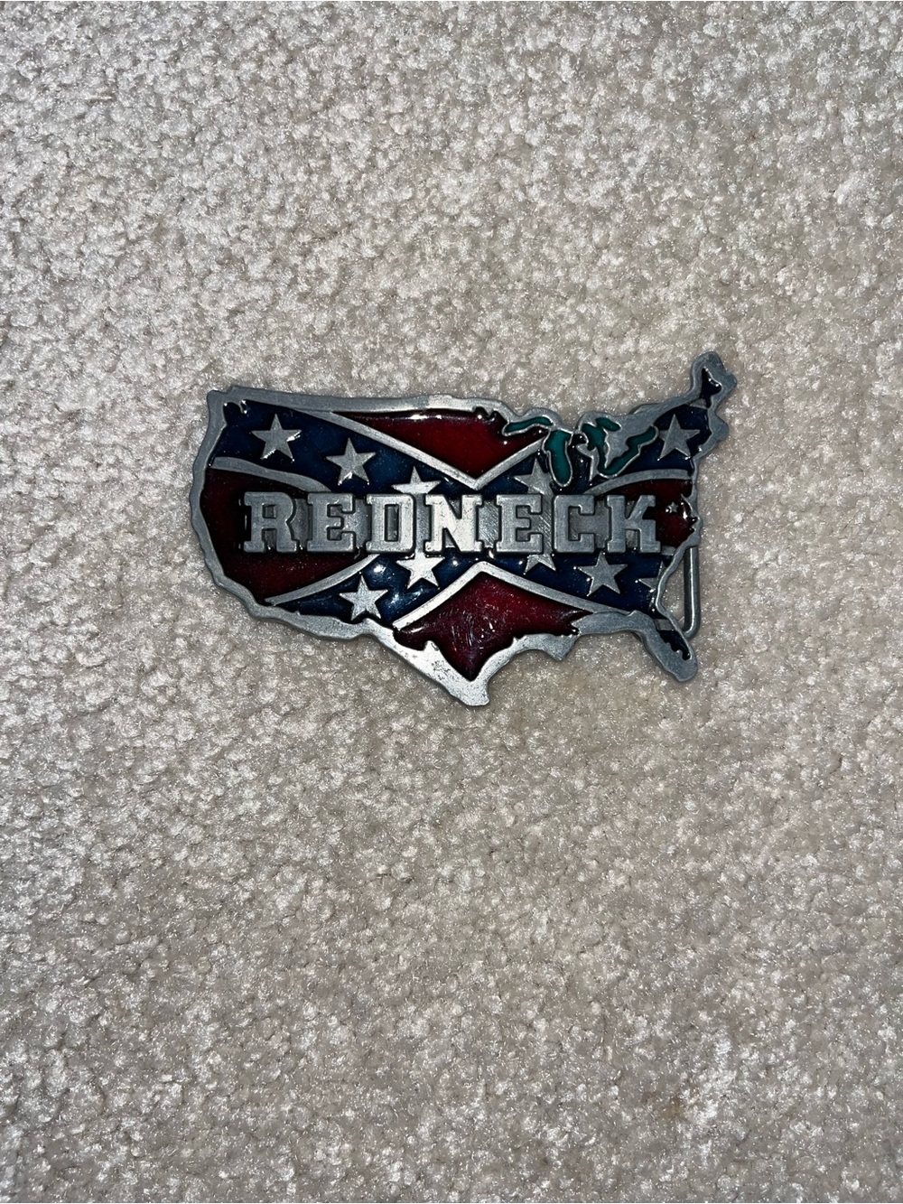 USA Redneck Belt Buckle | American Flag Map Buckle